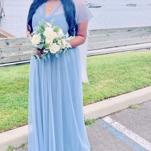 TULLE CONVERTIBLE BRIDESMAIDS DRESS FROM BIRDY GREY IN THE COLOR DUSTY BLUE